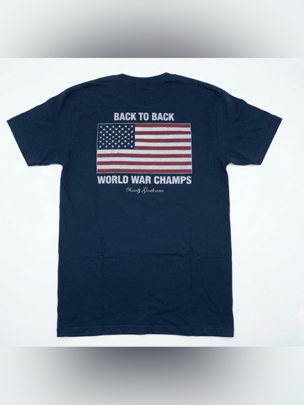 Rowdy Gentleman T-Shirt Mens Small Blue Back To Back World War Champs Pocket Tee